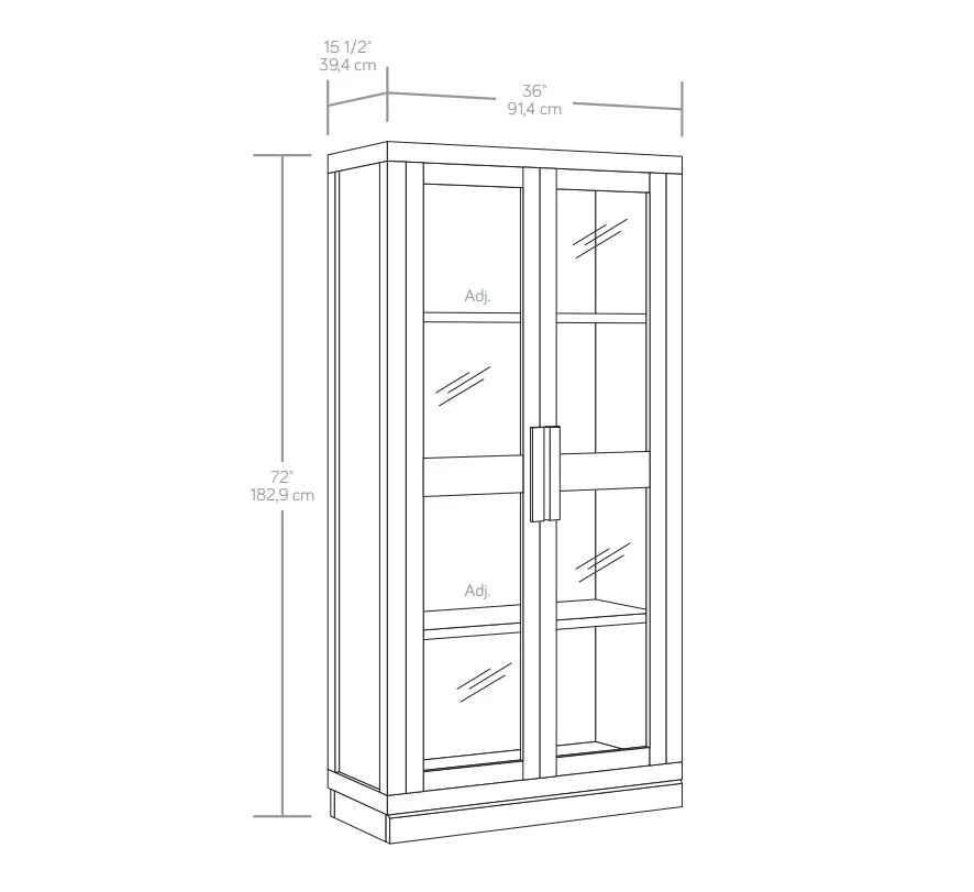 Ezra Glass Door Storage Accent Cabinet, Warm Walnut Finish
