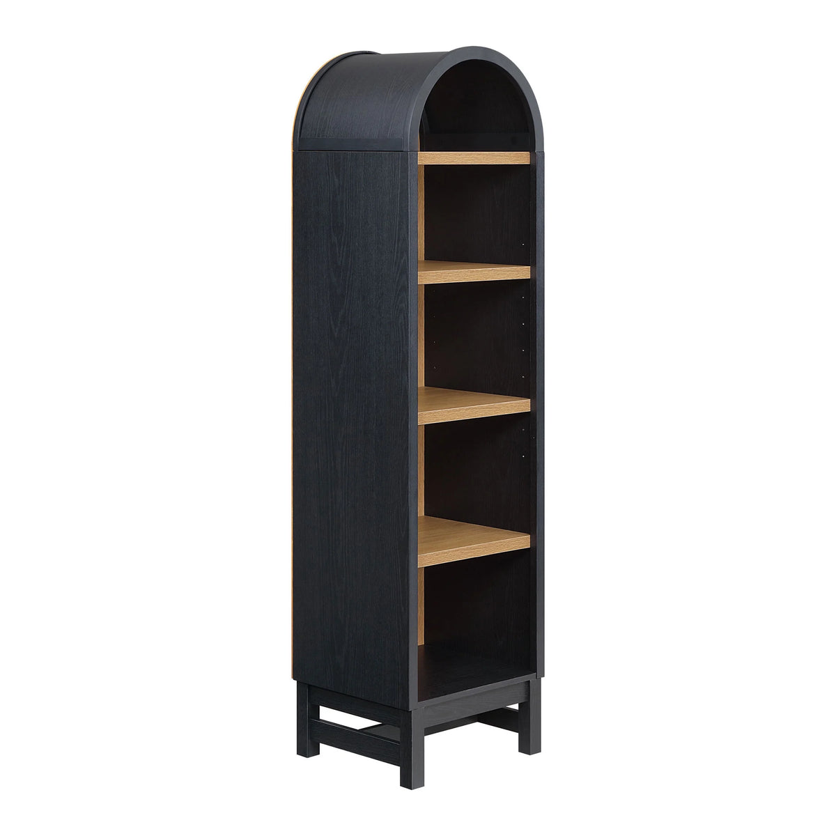 Juliet Narrow Arch Bookcase, Rich Black and Light Honey