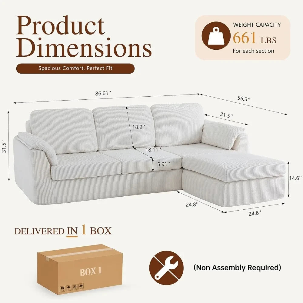 Modern L-Shaped Modular Cloud Sectional Sofa