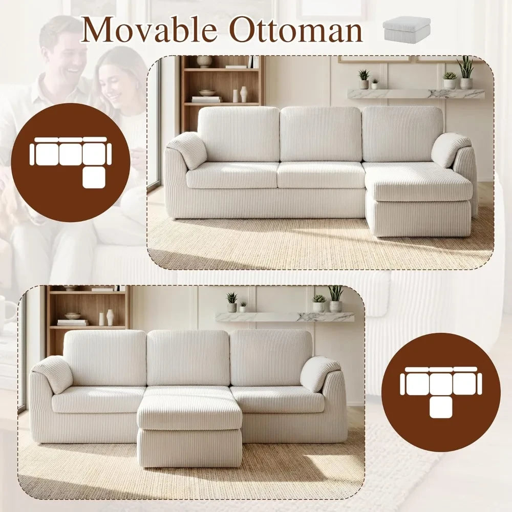 Modern L-Shaped Modular Cloud Sectional Sofa