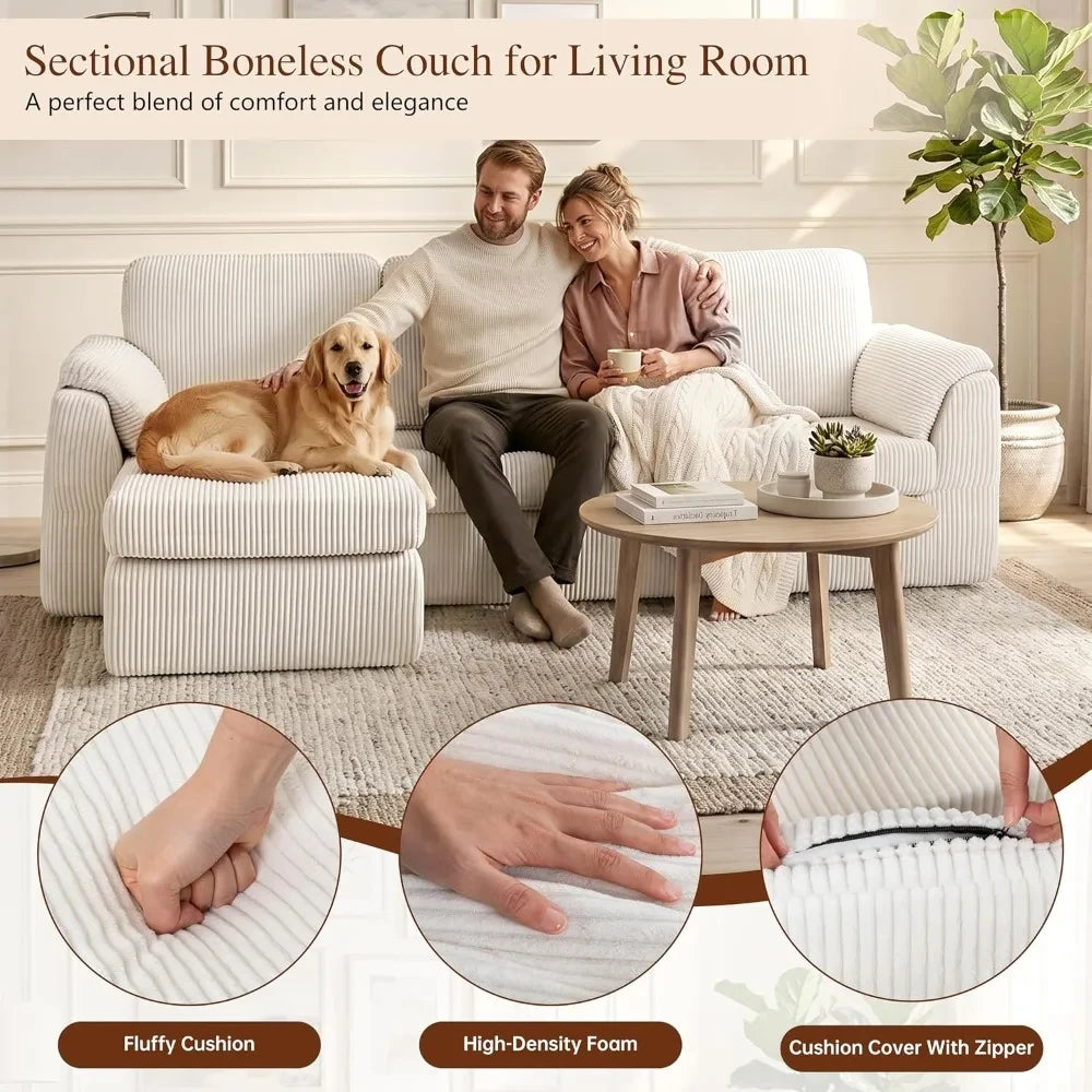 Modern L-Shaped Modular Cloud Sectional Sofa