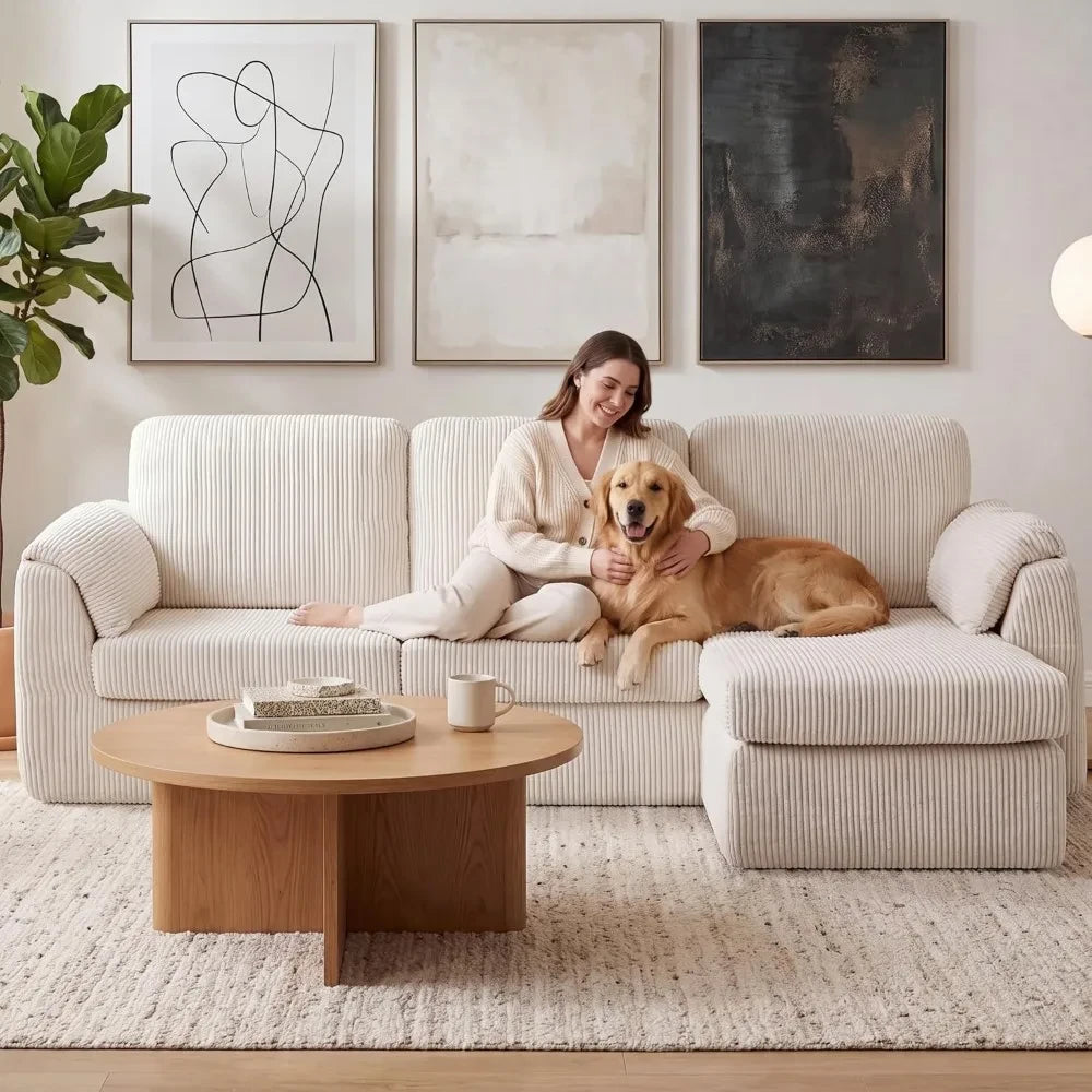 Modern L-Shaped Modular Cloud Sectional Sofa