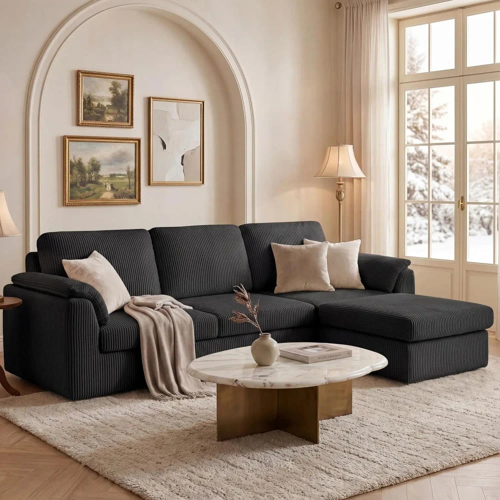 Modern L-Shaped Modular Cloud Sectional Sofa