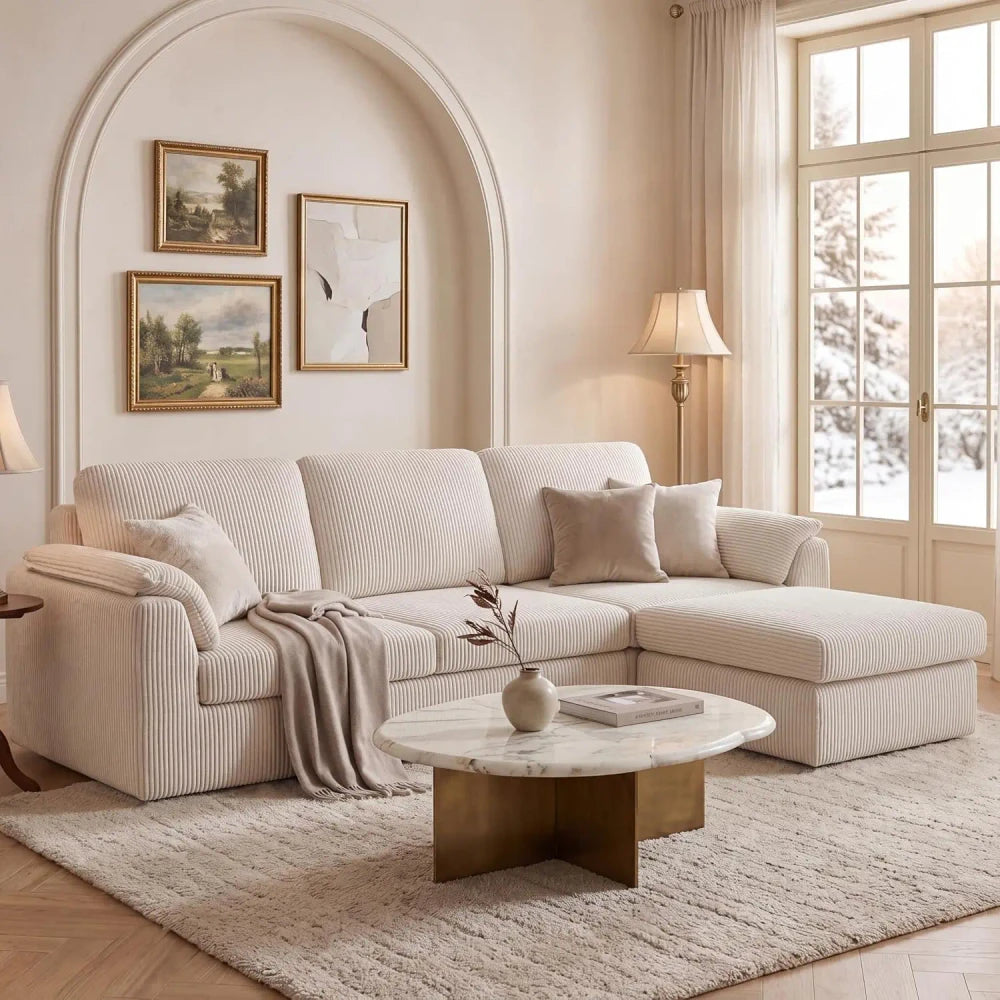 Modern L-Shaped Modular Cloud Sectional Sofa