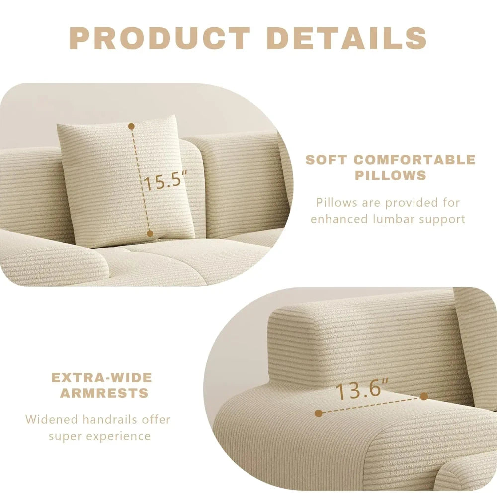 Modular Corduroy Sectional Sofa with Ottoman