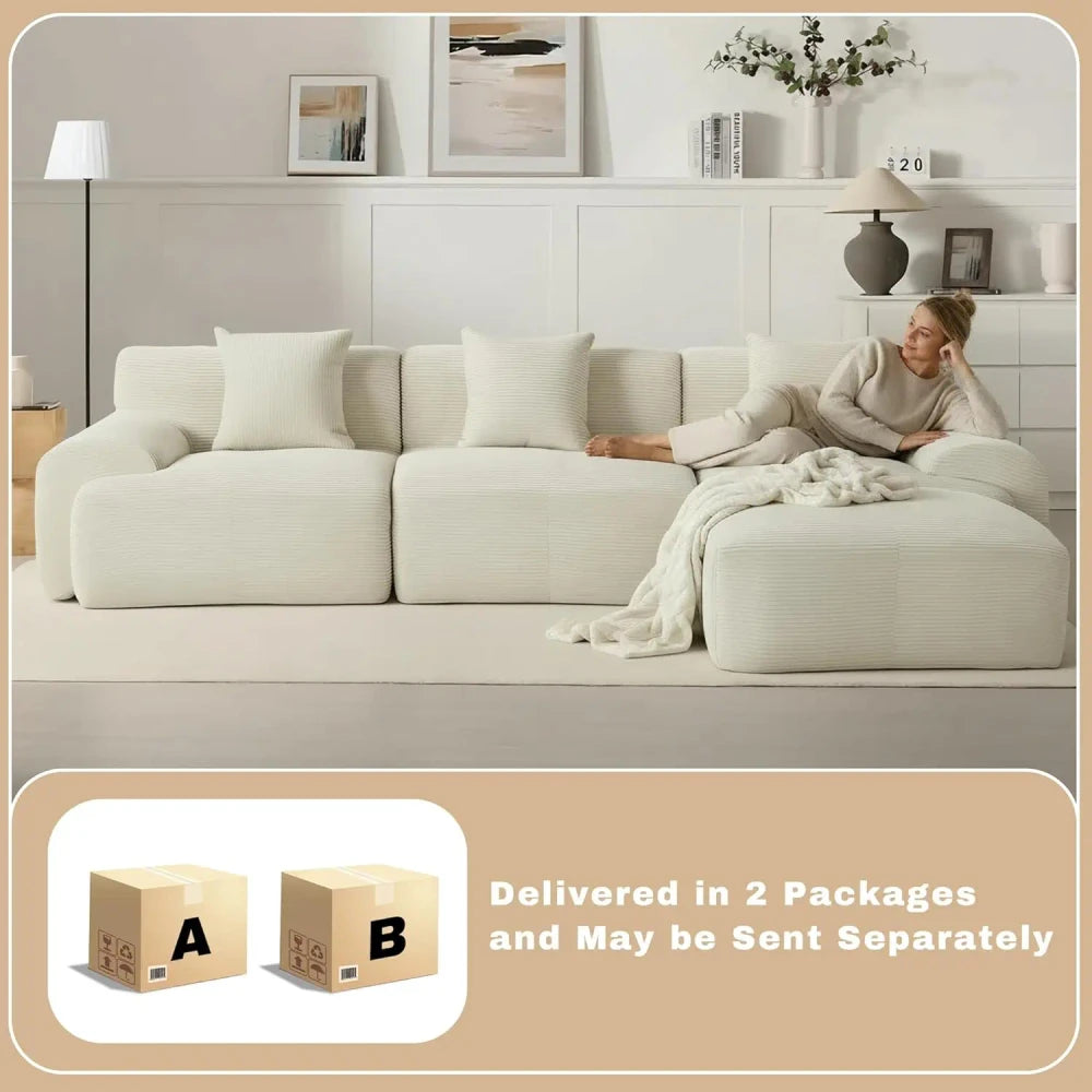 Modular Corduroy Sectional Sofa with Ottoman