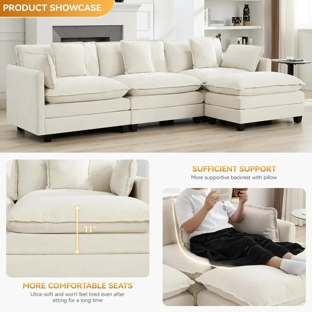 Modular 4 seats Chenille Sectional Sofa