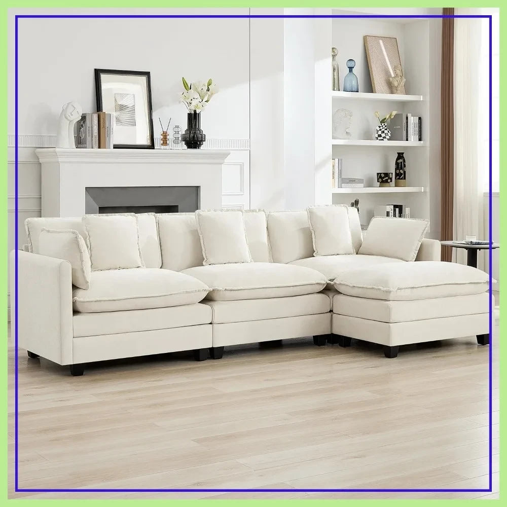 Modular 4 seats Chenille Sectional Sofa