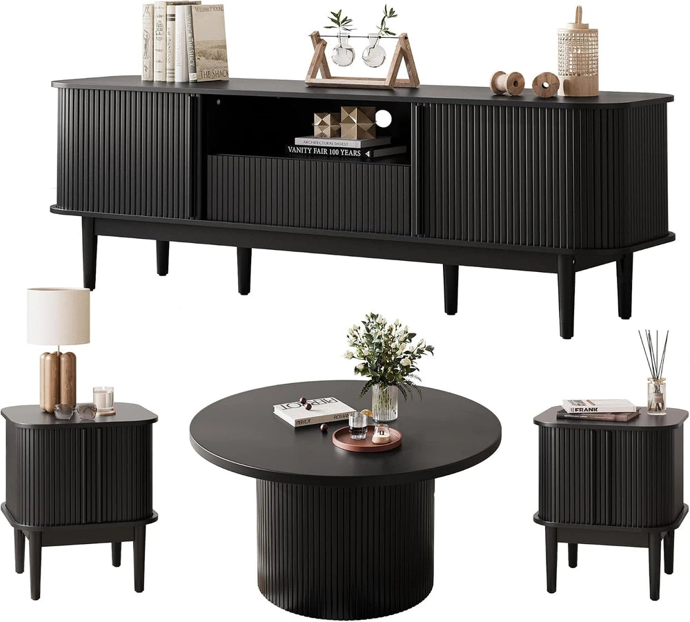 Black Modern Living Room Table Set