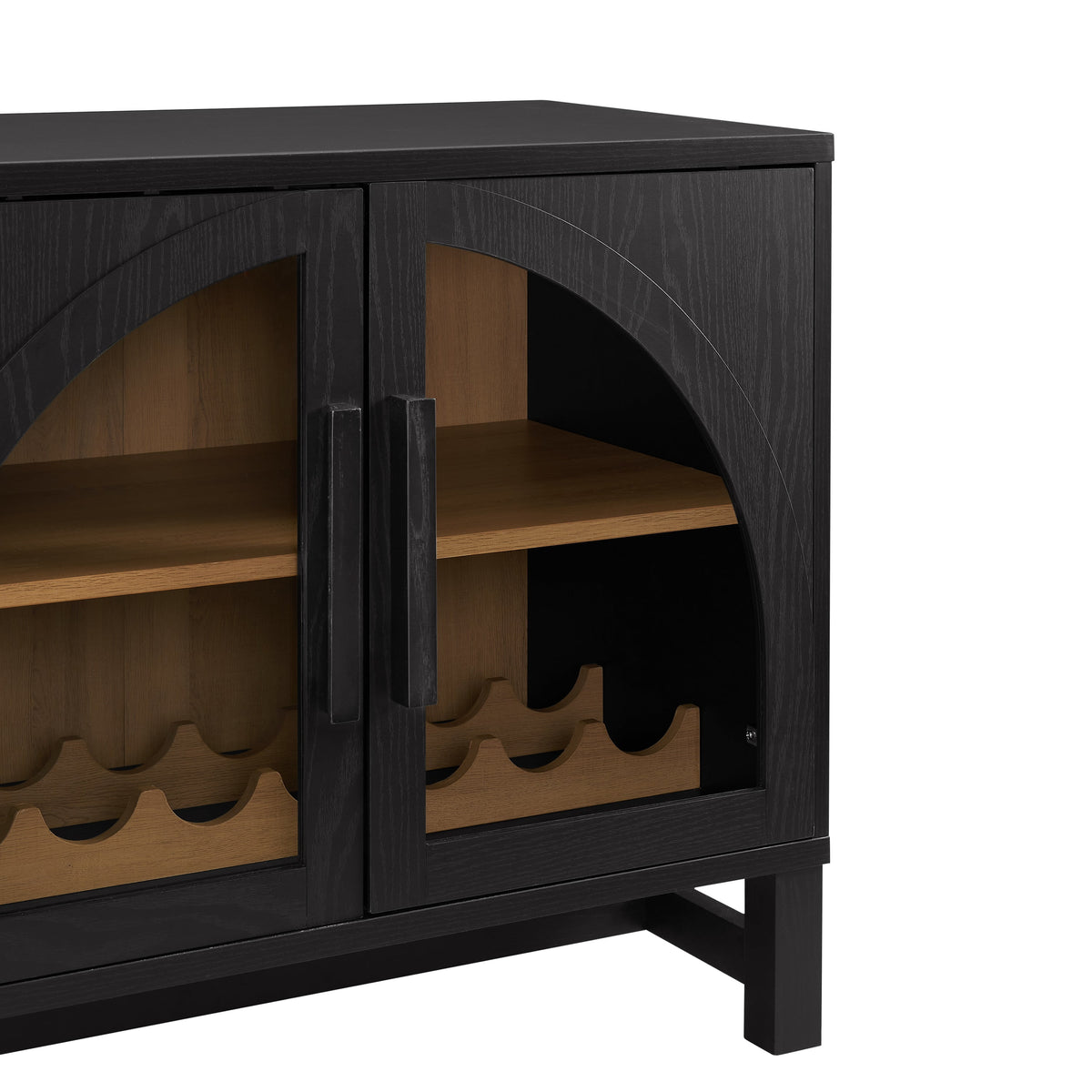 Juliet Arch Door Kitchen Console, Black Finish