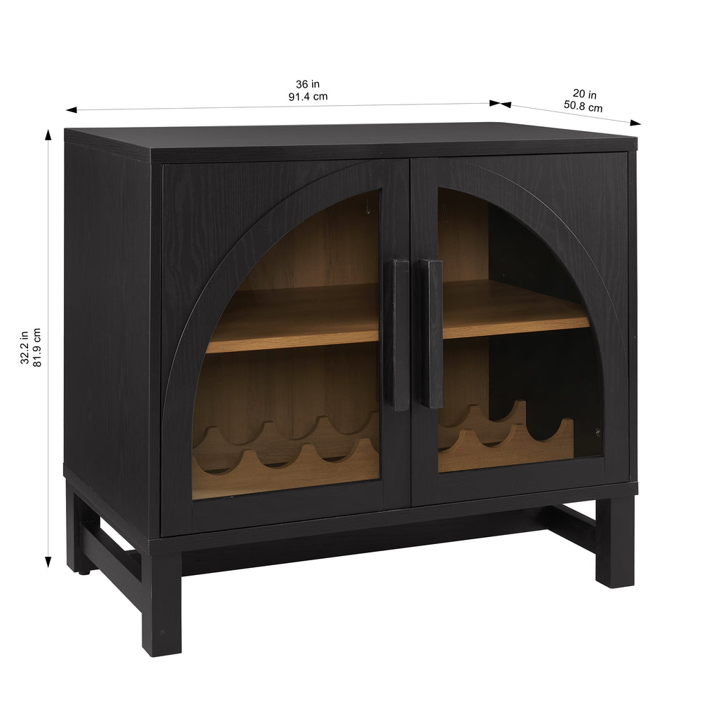 Juliet Arch Door Kitchen Console, Black Finish