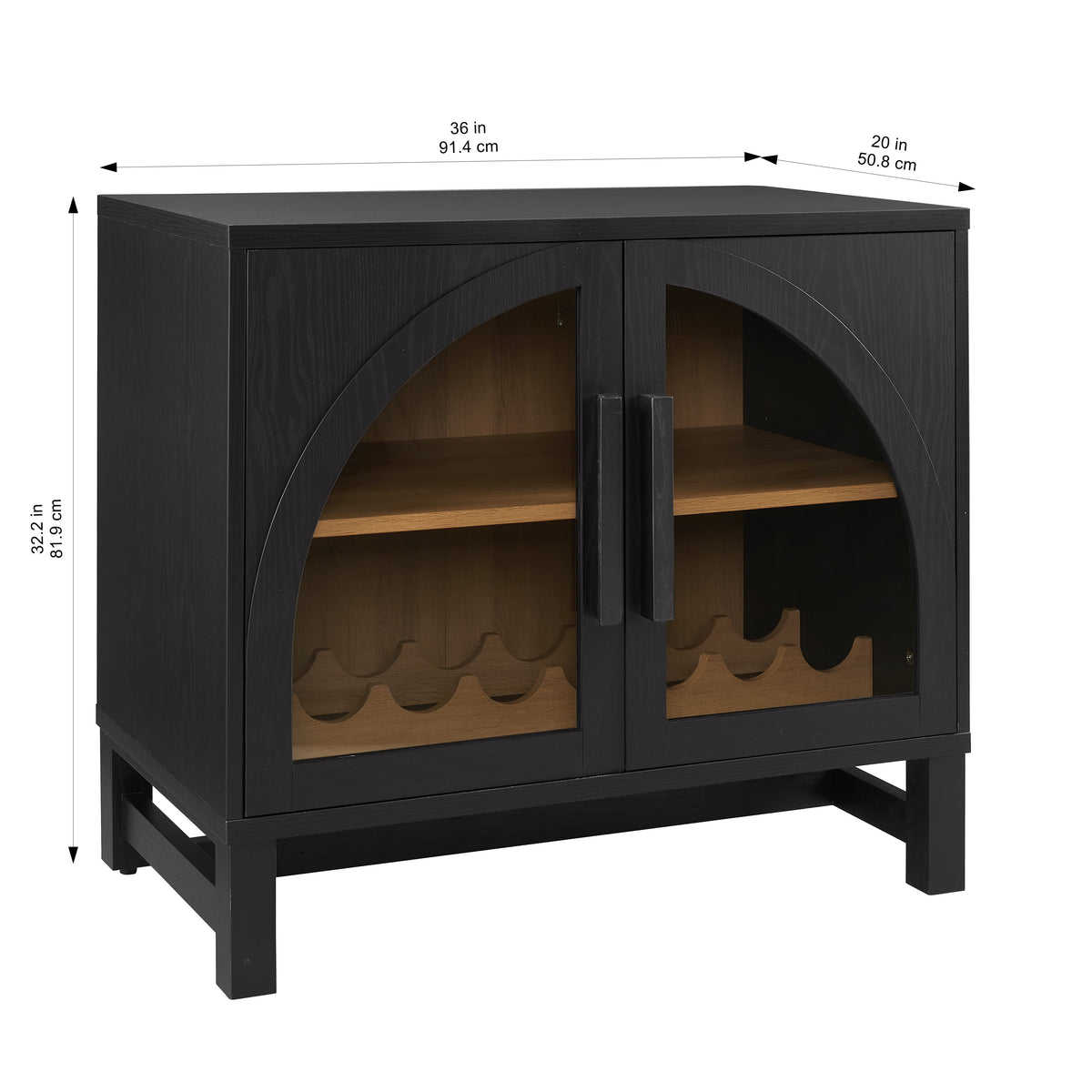 Juliet Arch Door Kitchen Console, Black Finish
