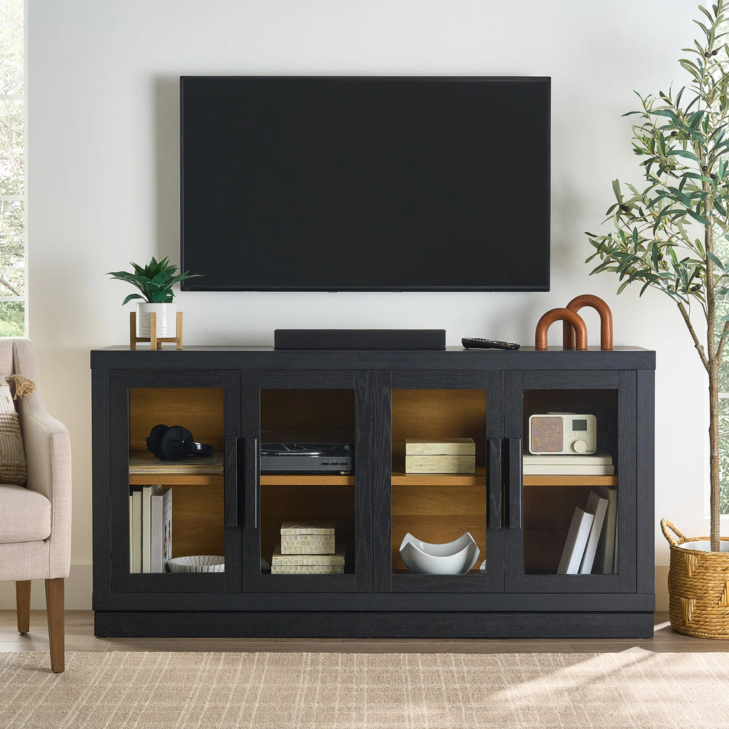 Ezra TV Stand for Tv'S up to 70", Rich Black Finish