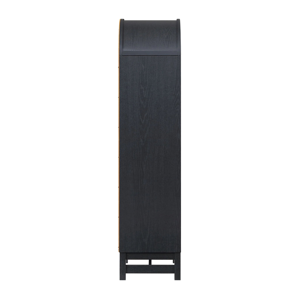 Juliet Narrow Arch Bookcase, Rich Black and Light Honey