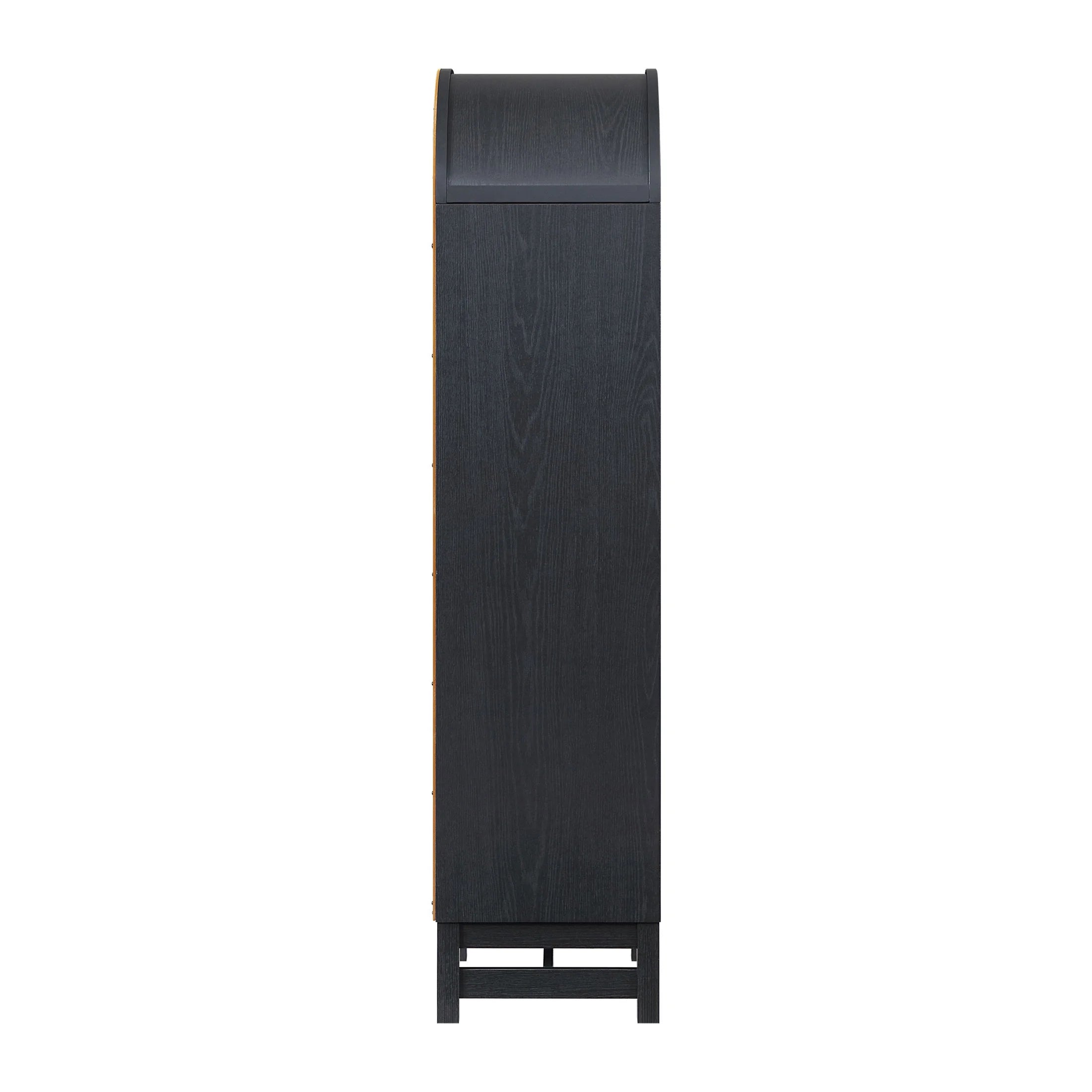 Juliet Narrow Arch Bookcase, Rich Black and Light Honey