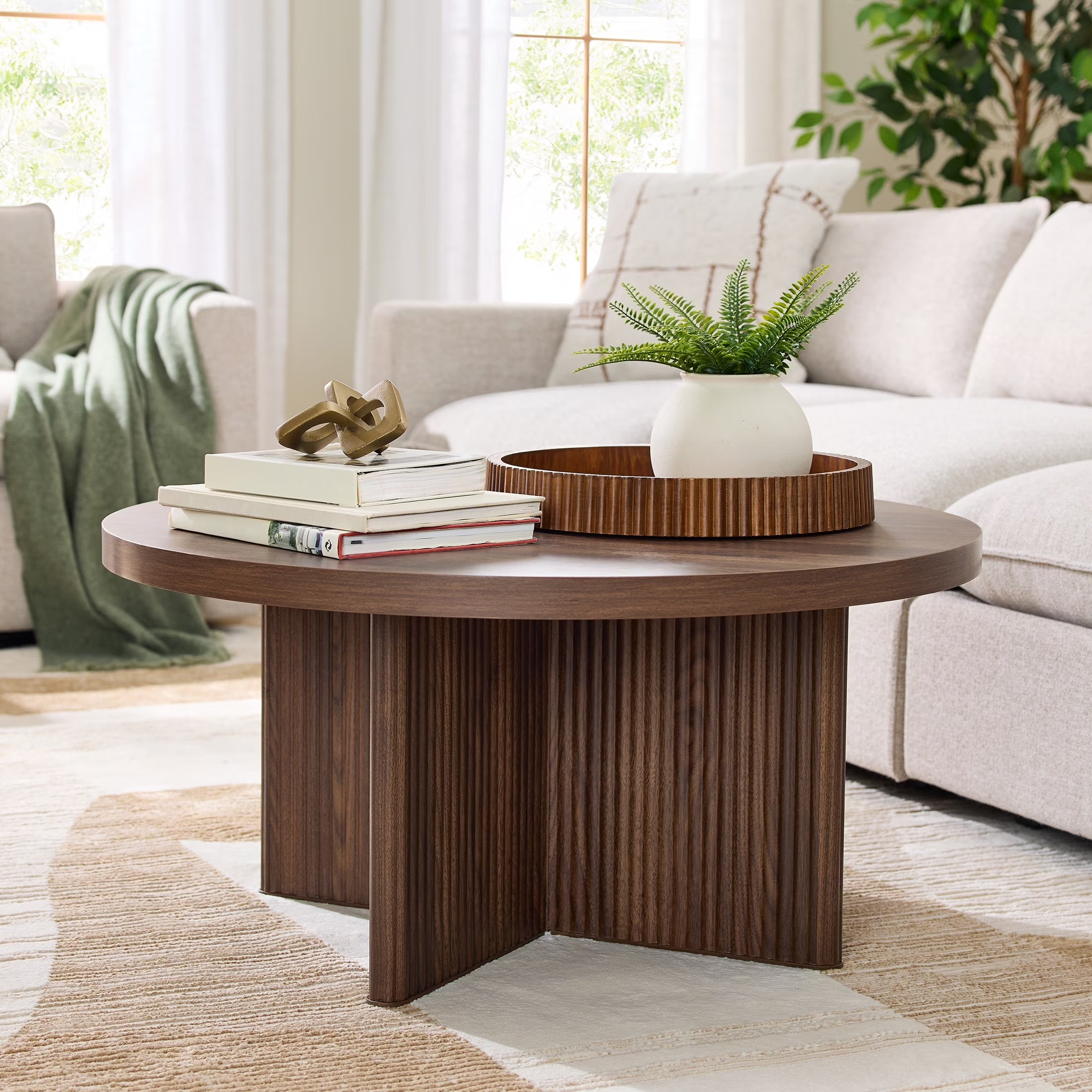Lillian Fluted Coffee Table, Black