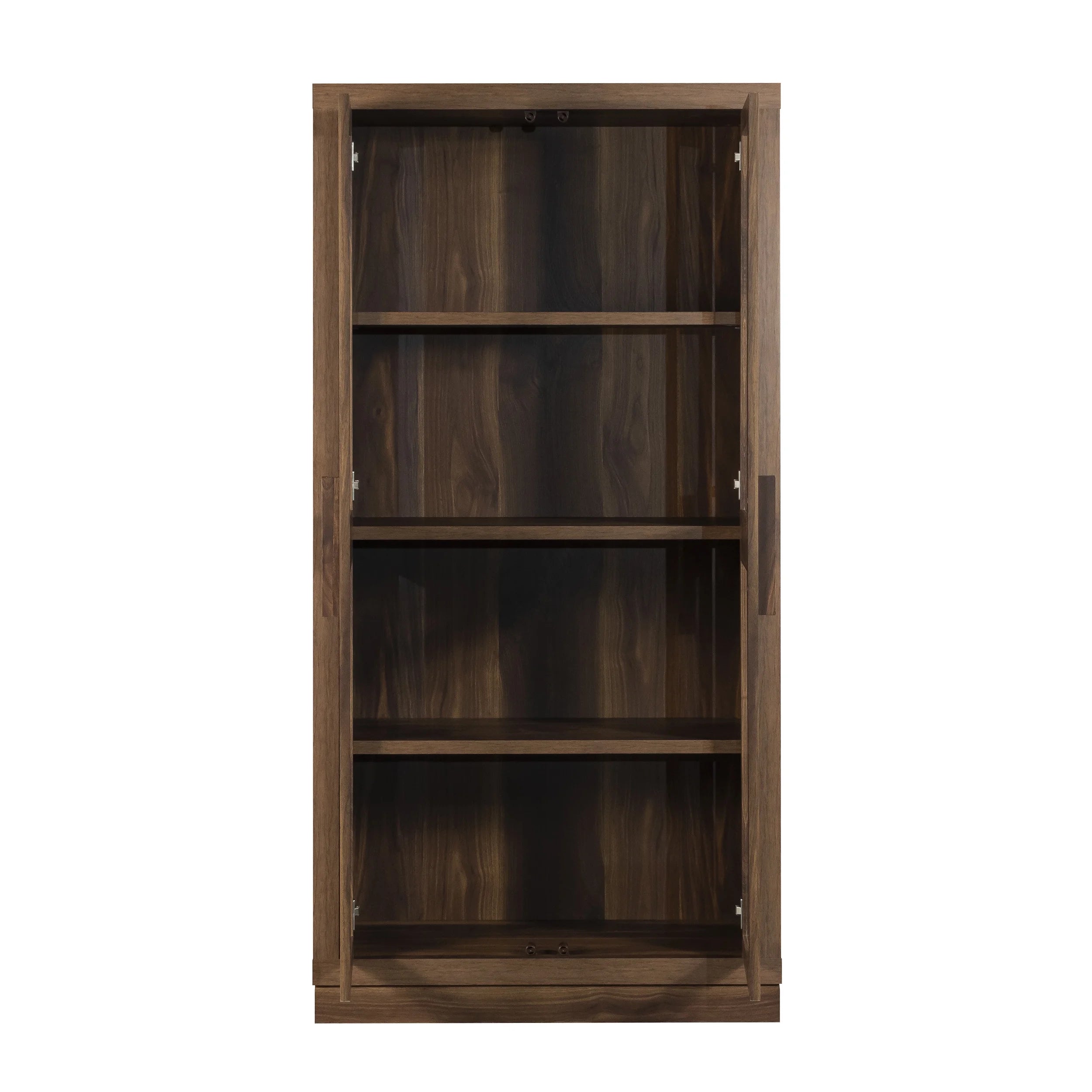 Ezra Glass Door Storage Accent Cabinet, Warm Walnut Finish