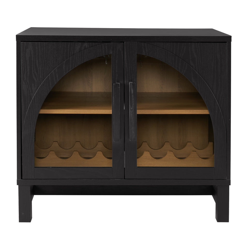 Juliet Arch Door Kitchen Console, Black Finish
