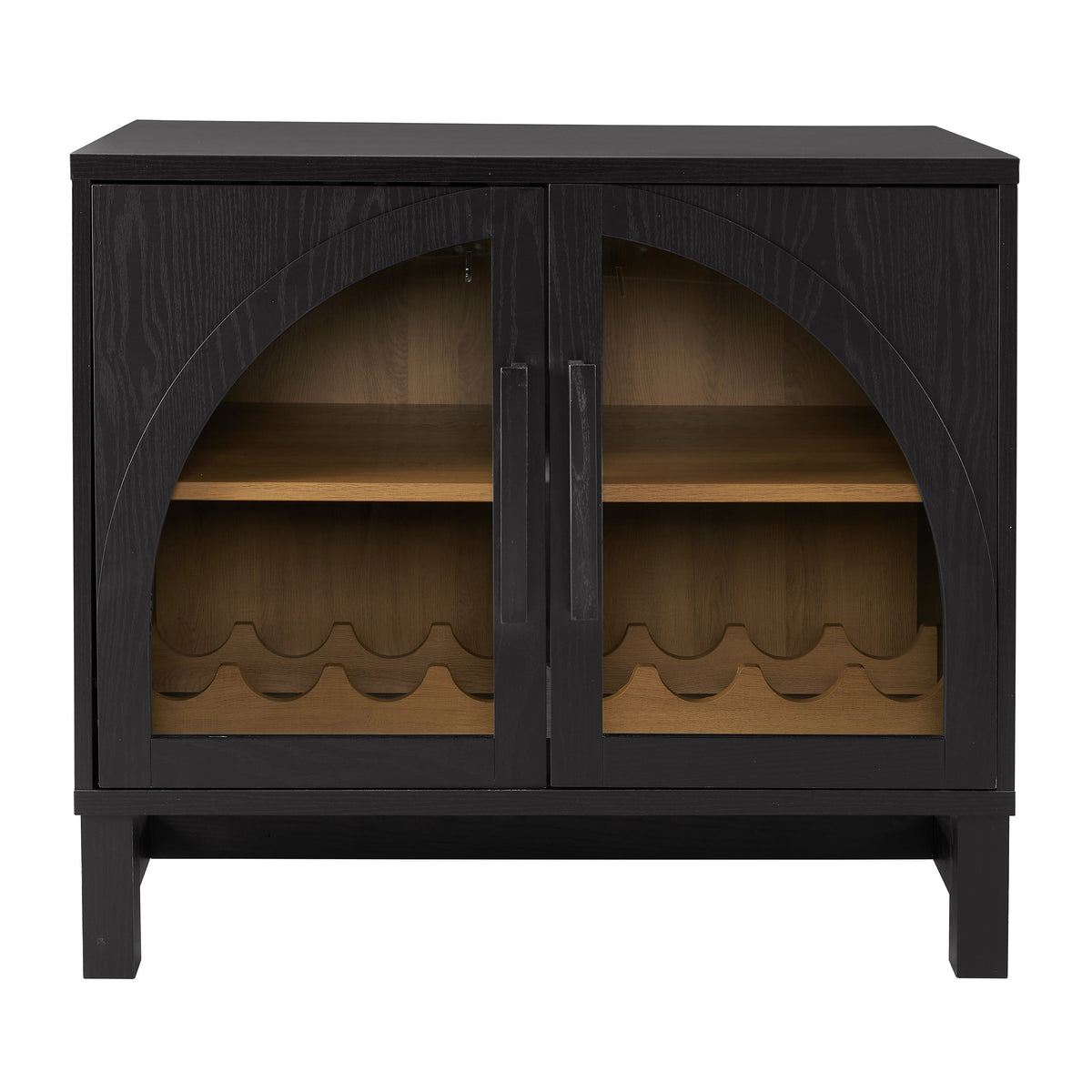 Juliet Arch Door Kitchen Console, Black Finish