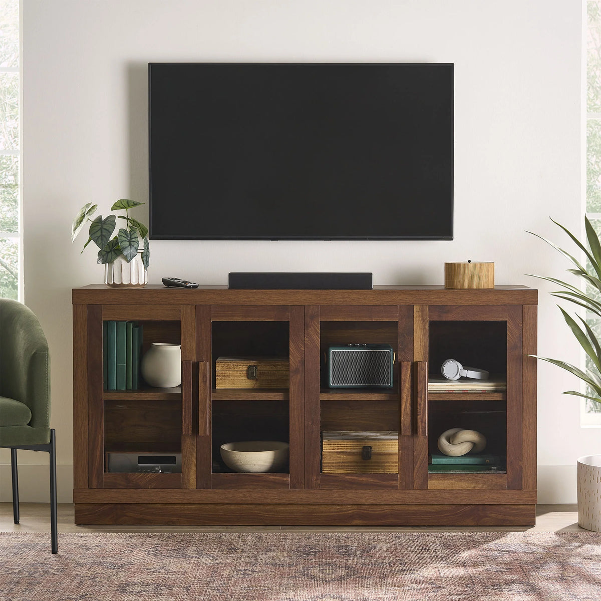 Ezra TV Stand for Tv'S up to 70", Rich Black Finish