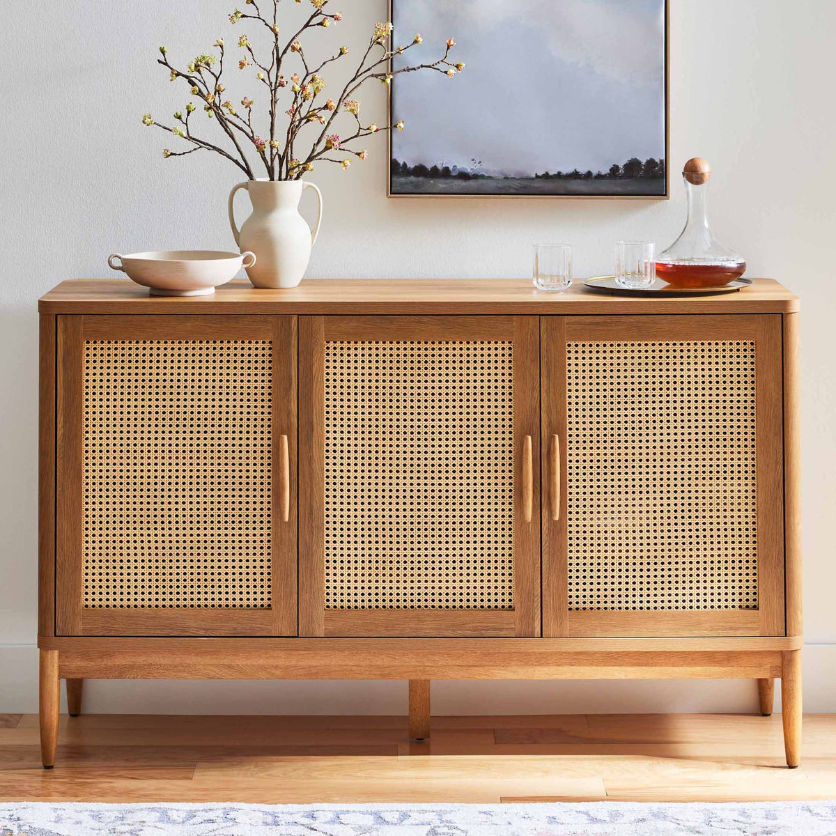 Springwood Caning Sideboard, Charcoal Finish