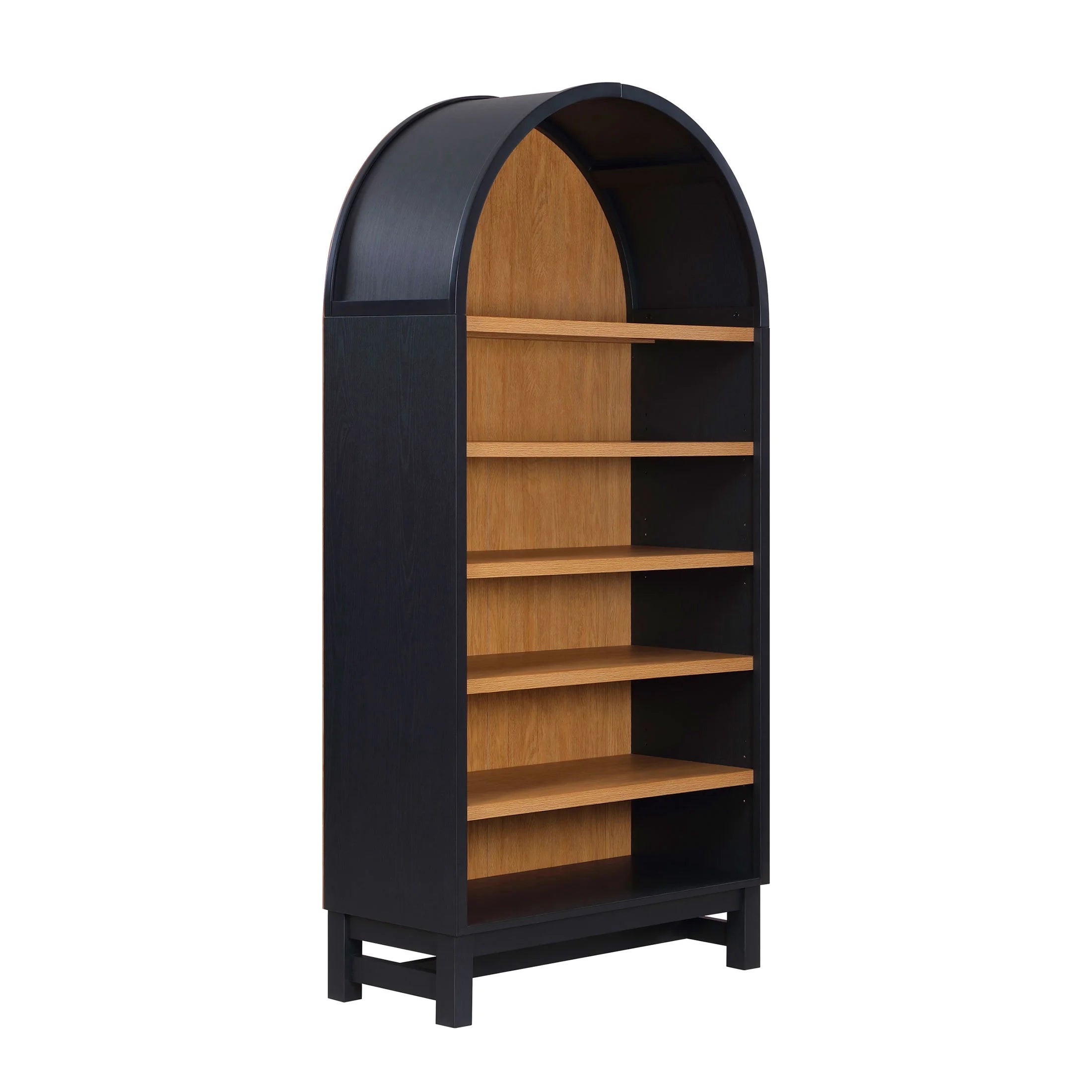 Juliet Open Arch Bookcase, Rich Black and Light Honey