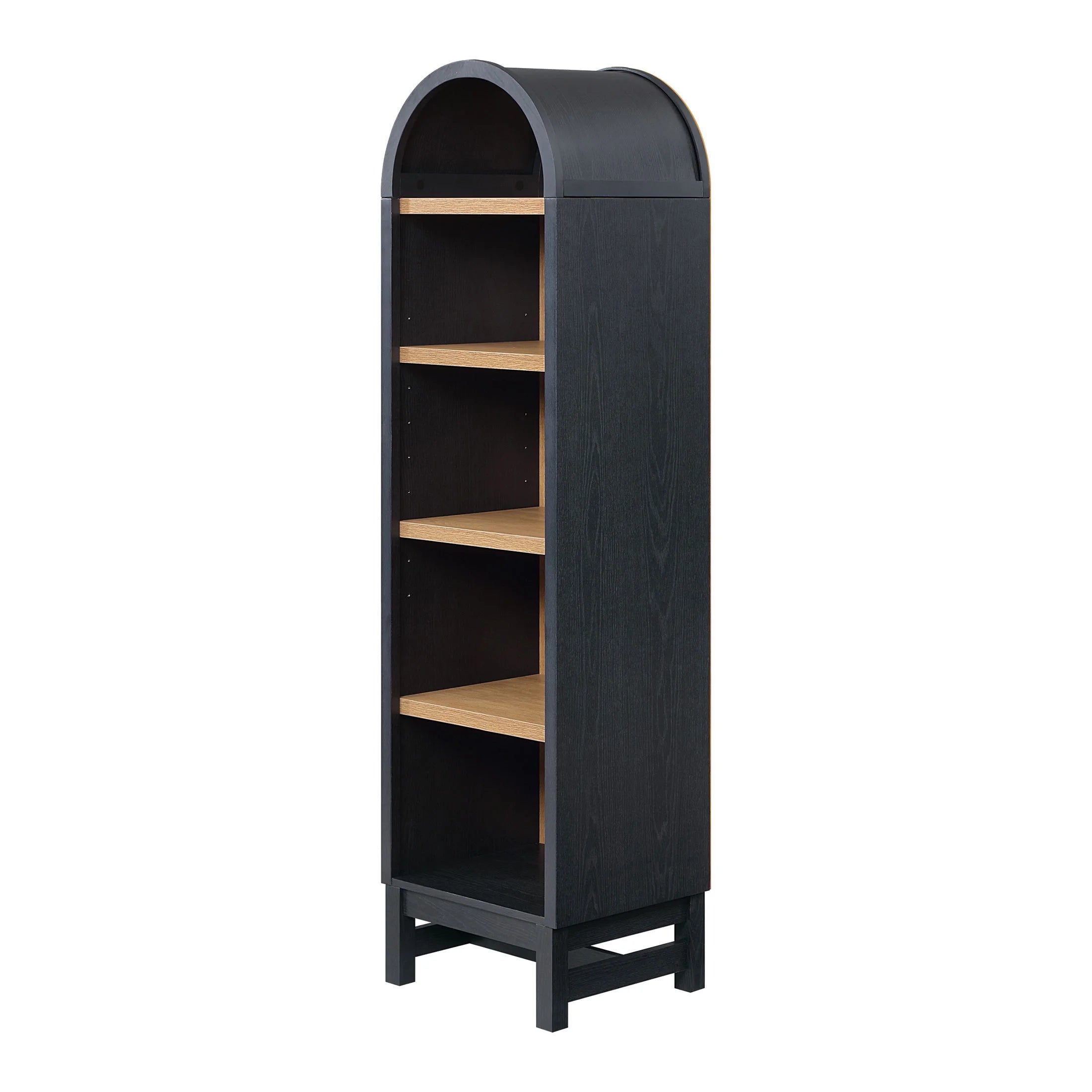 Juliet Narrow Arch Bookcase, Rich Black and Light Honey