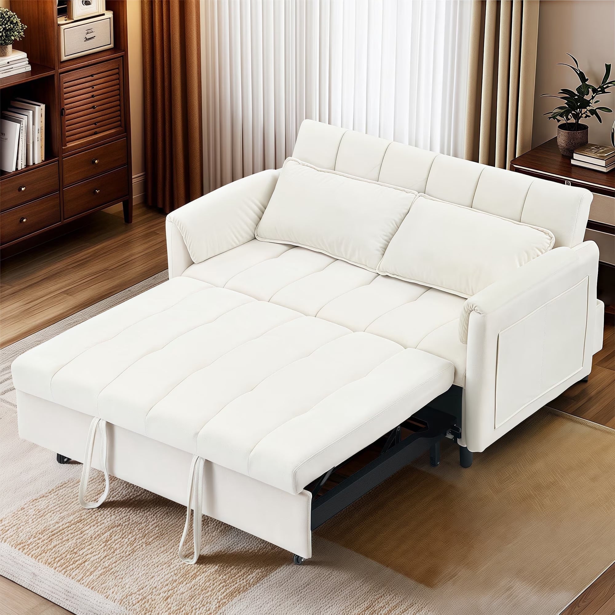 140" Extra Large Modular Sectional Cloud Sofa with 2 Removable Storage Ottoman, Extra Deep Seat Couch, Living Room Furniture, Chenille Beige