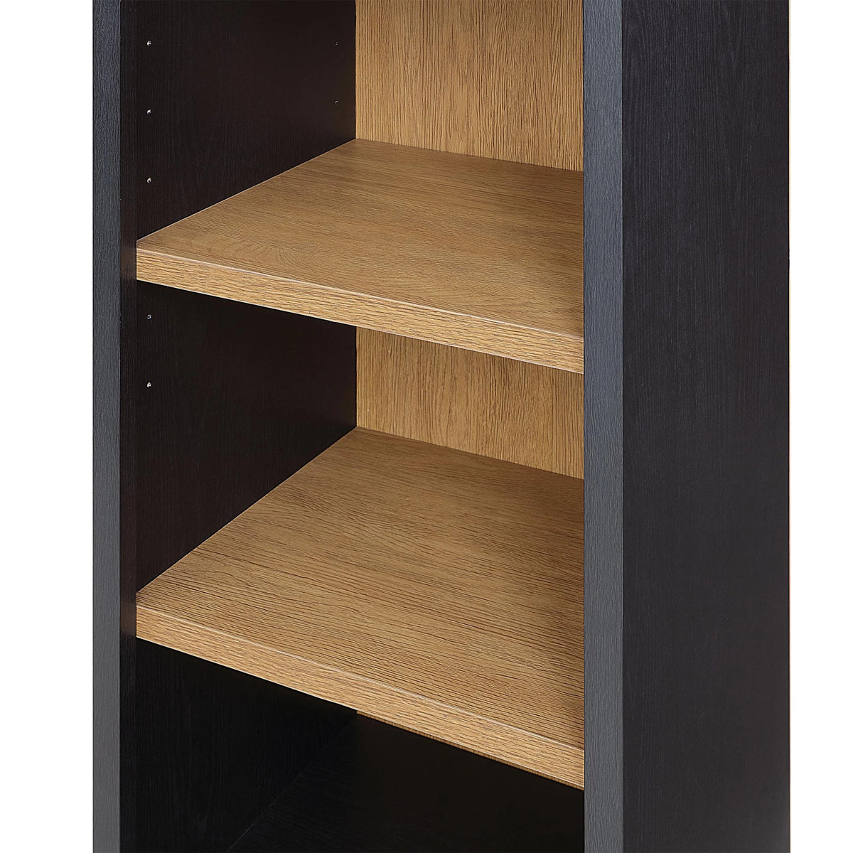 Juliet Narrow Arch Bookcase, Rich Black and Light Honey