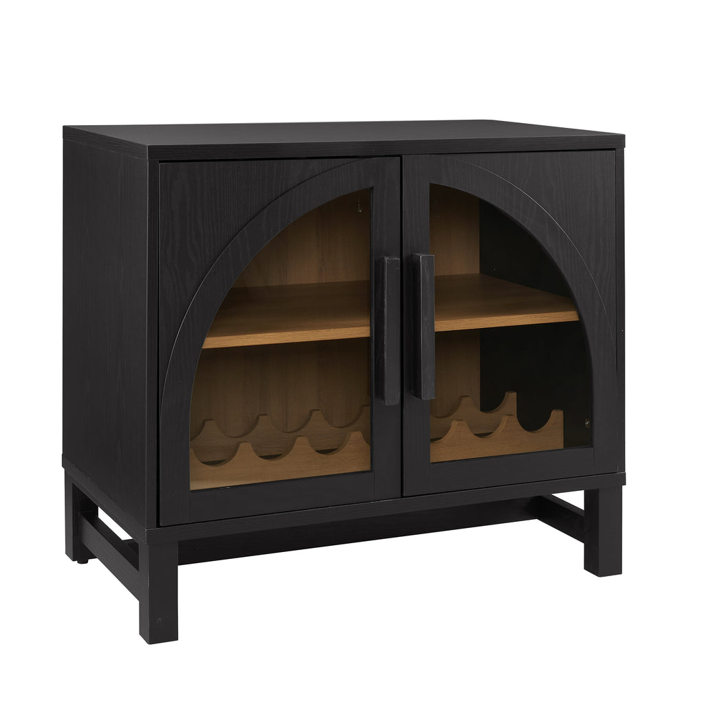 Juliet Arch Door Kitchen Console, Black Finish