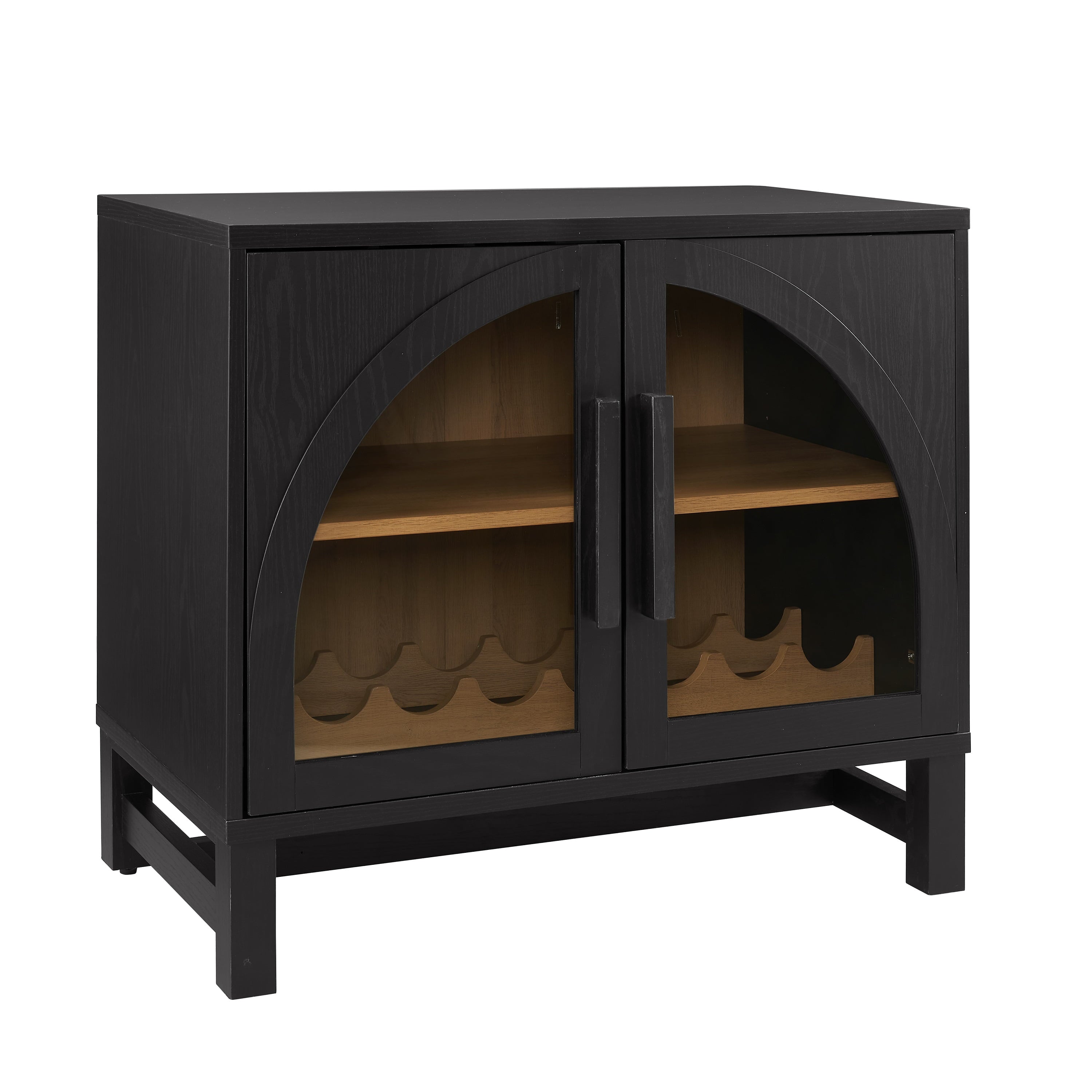 Juliet Arch Door Kitchen Console, Black Finish