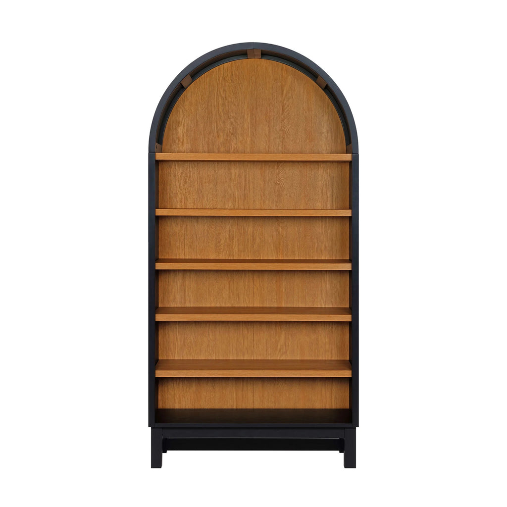 Juliet Open Arch Bookcase, Rich Black and Light Honey