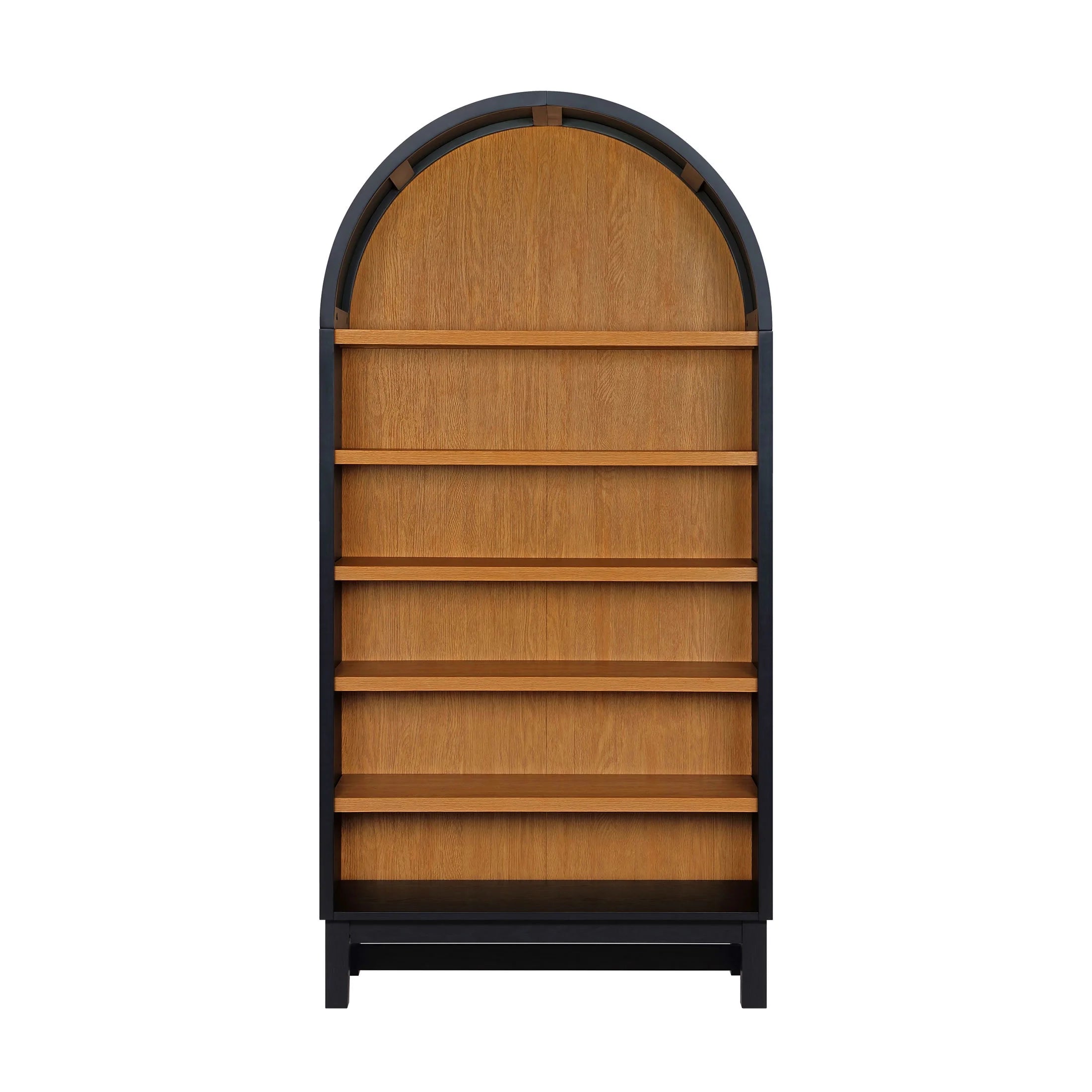 Juliet Open Arch Bookcase, Rich Black and Light Honey