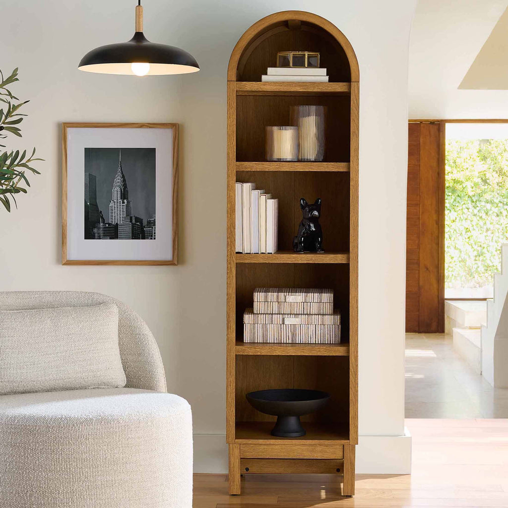 Juliet Narrow Arch Bookcase, Light Honey