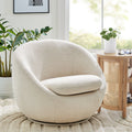 Mira Swivel Accent Chair, Cream Linen
