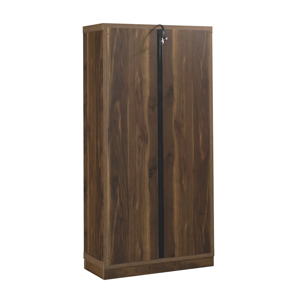 Ezra Glass Door Storage Accent Cabinet, Warm Walnut Finish