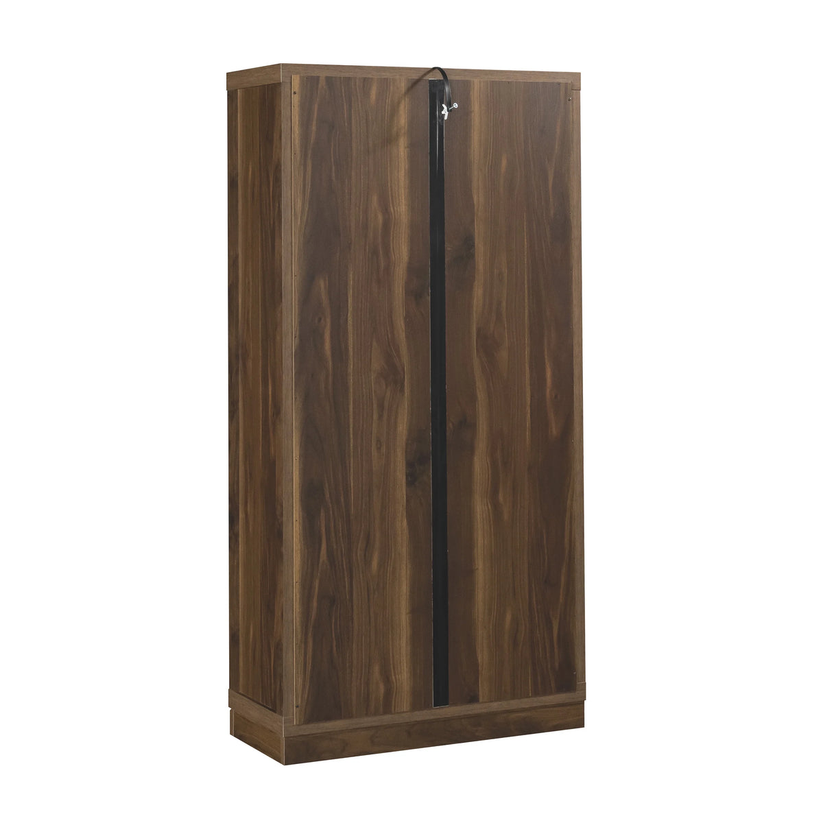 Ezra Glass Door Storage Accent Cabinet, Warm Walnut Finish