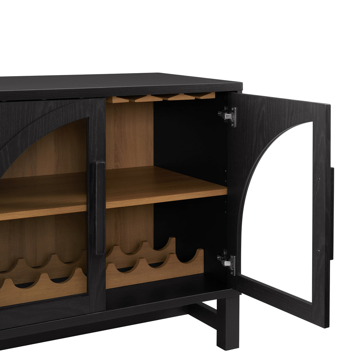 Juliet Arch Door Kitchen Console, Black Finish