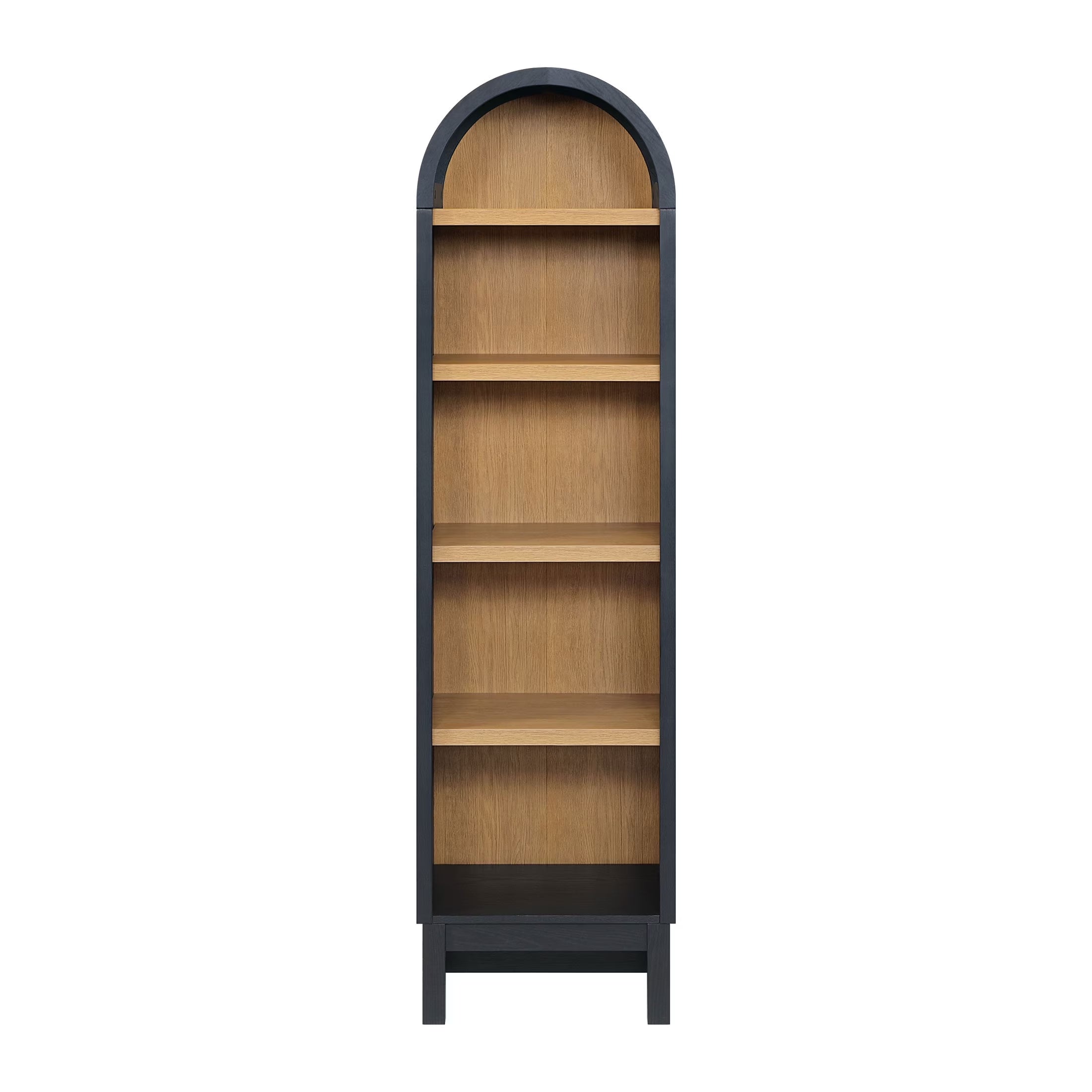 Juliet Narrow Arch Bookcase, Rich Black and Light Honey