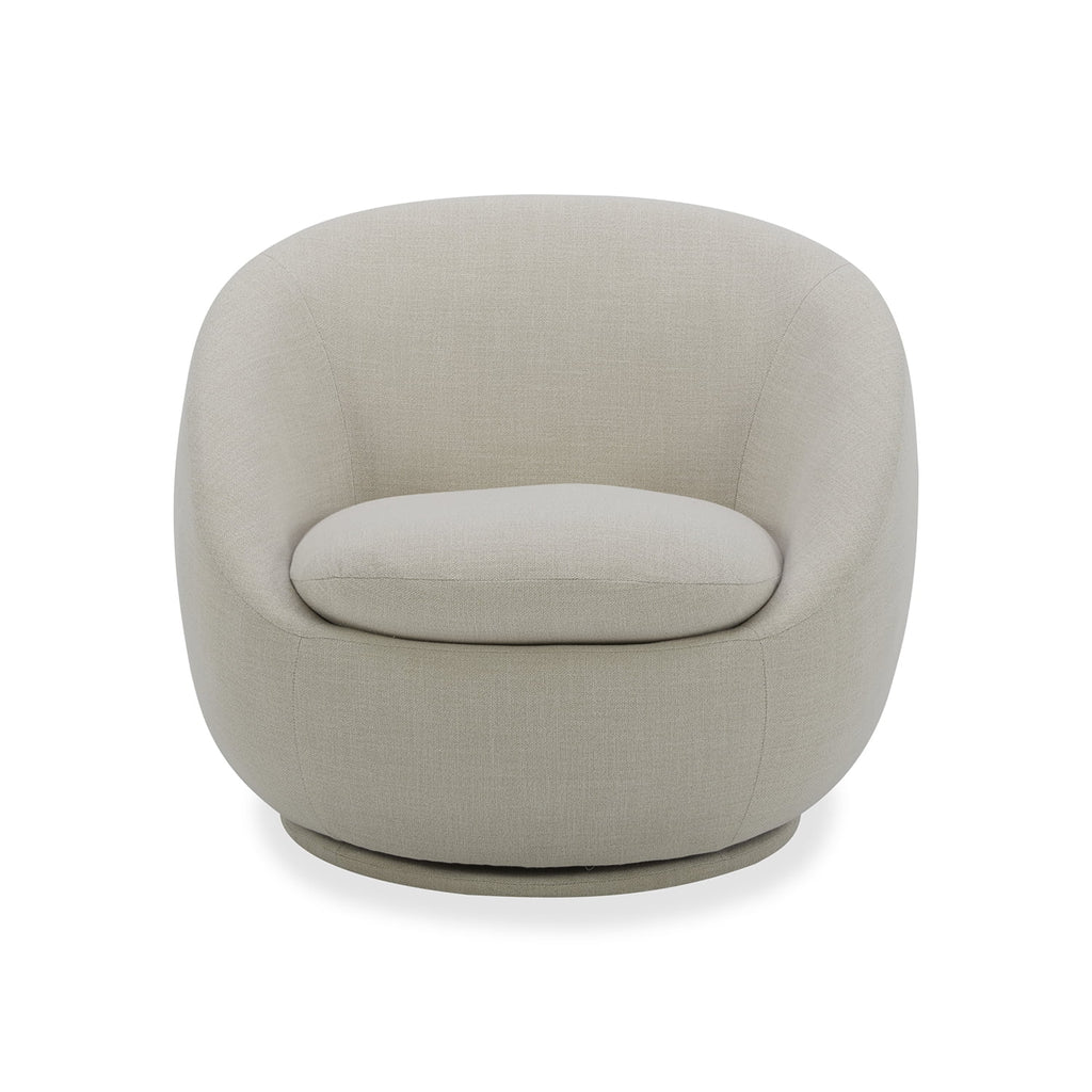 Mira Swivel Accent Chair, Cream Linen