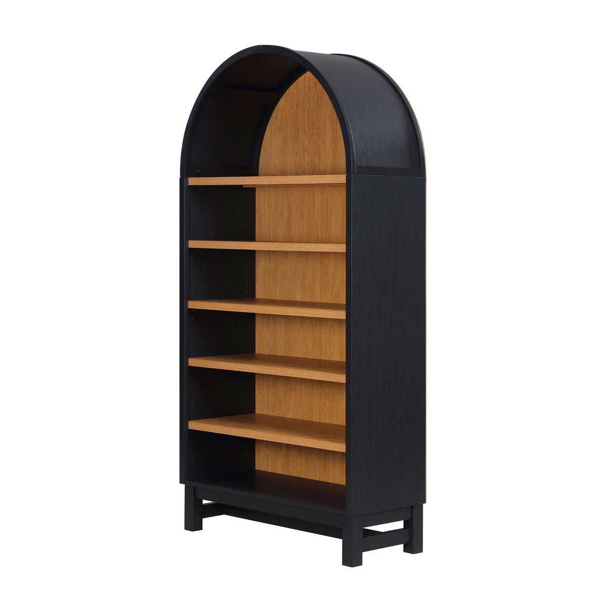 Juliet Open Arch Bookcase, Rich Black and Light Honey