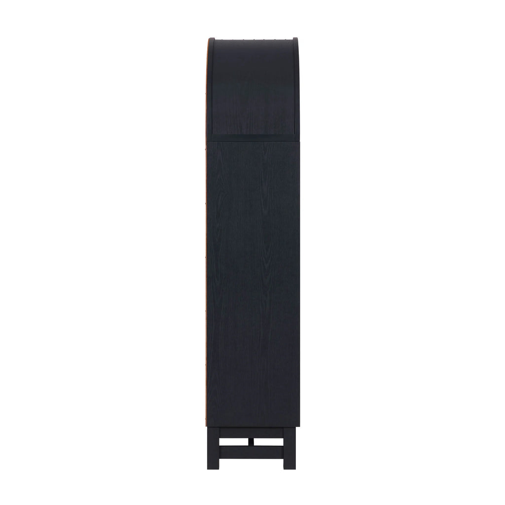 Juliet Open Arch Bookcase, Rich Black and Light Honey