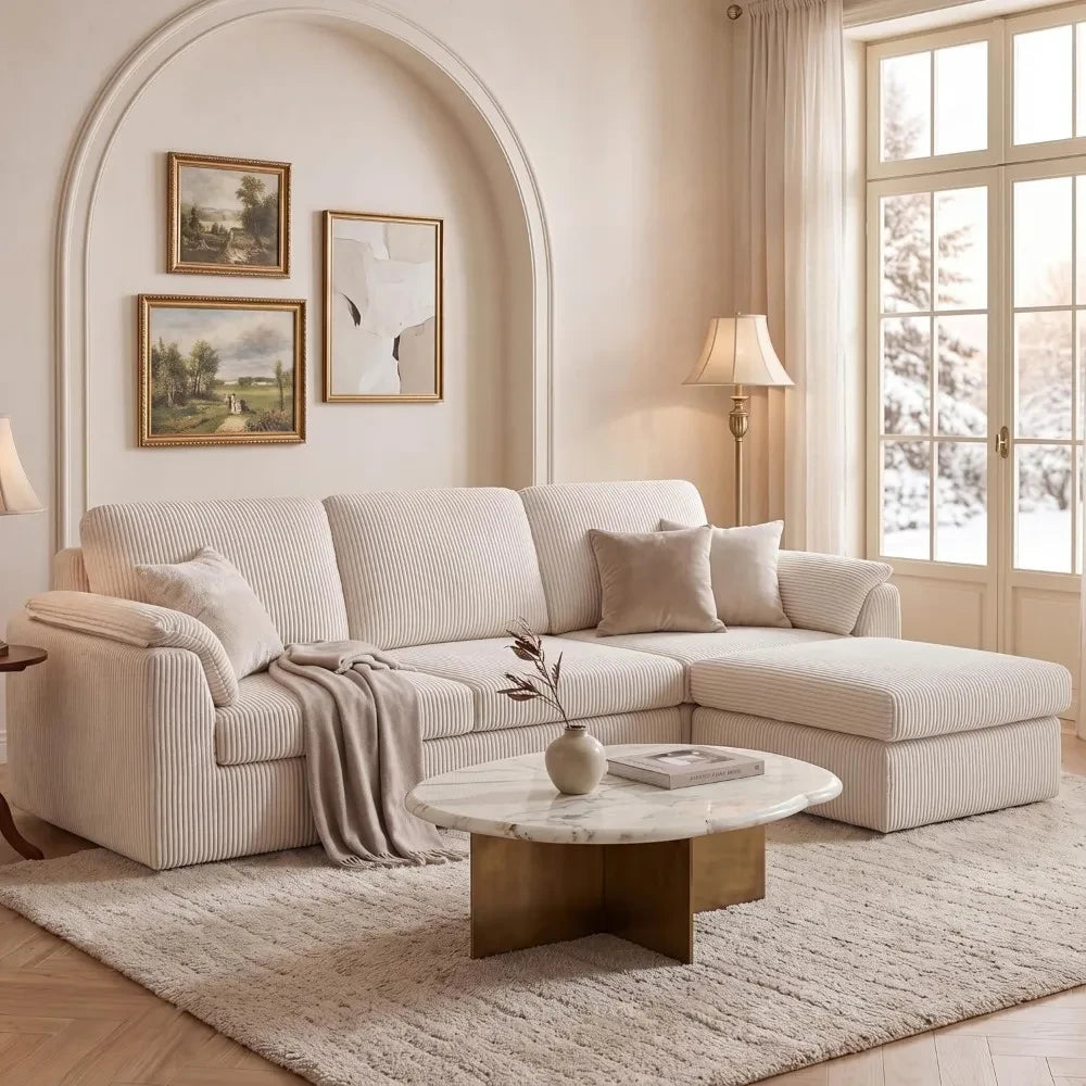 Elegant neutral living room styled with the Cloud Sectional Sofa
