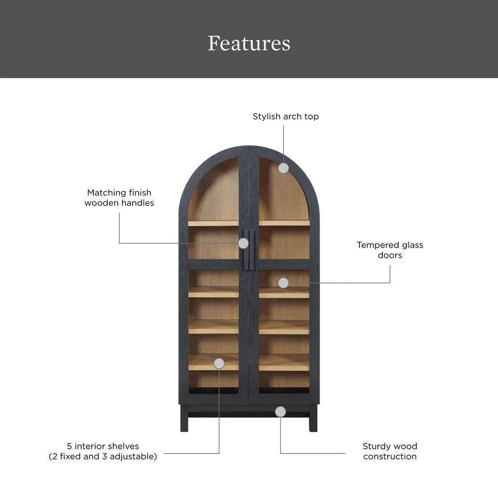 Juliet Arch Accent Cabinet, Black Finish